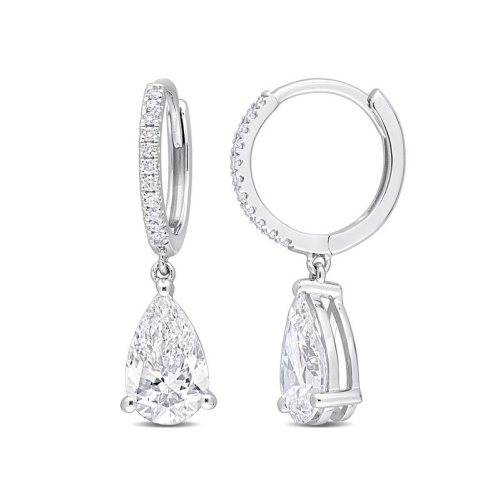 Image 1 of 4.. 2.11 Carat Lab Grown Diamond Pear Drop Earrings in 14K White Gold