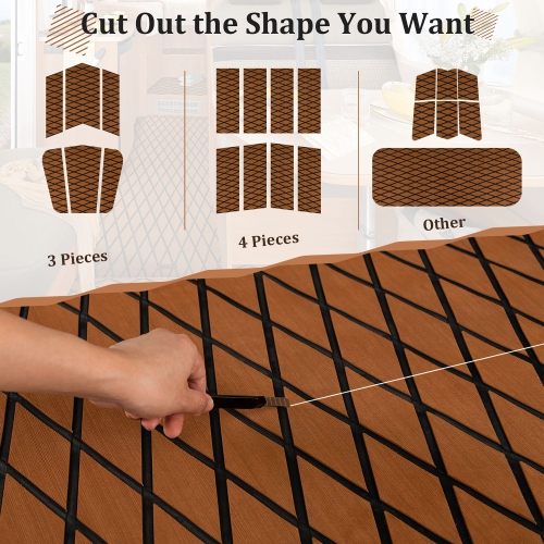 Costway 75" x 28" EVA Foam Boat Decking Sheet with Diamond Shape Self-Adhesive Backing