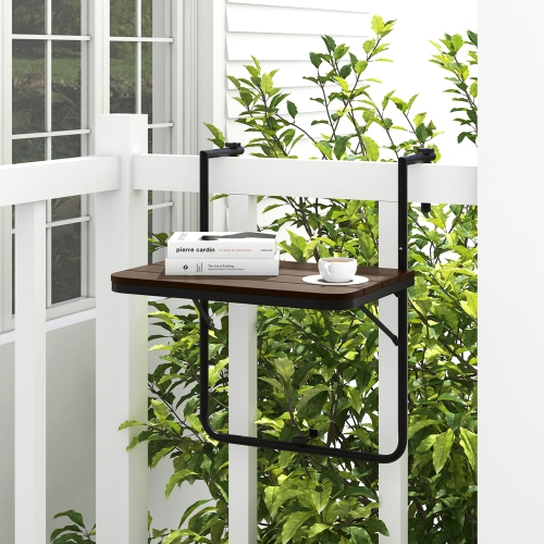 Costway Folding Hanging Table Outdoor Railing Table with 3-Level Adjustable Height