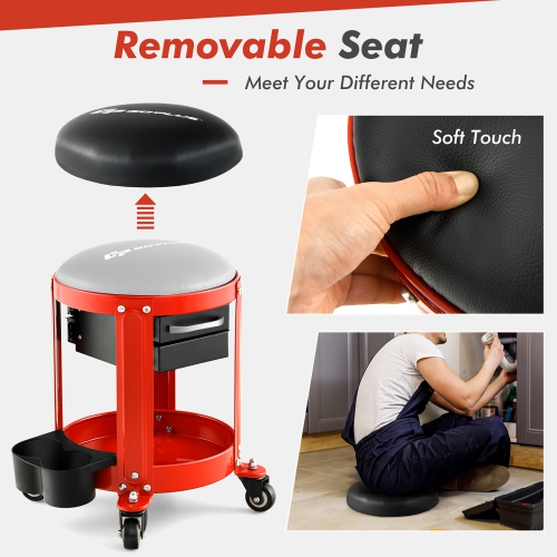 Goplus Workshop Creeper Seat Rolling Mechanic Stool with2 Drawers