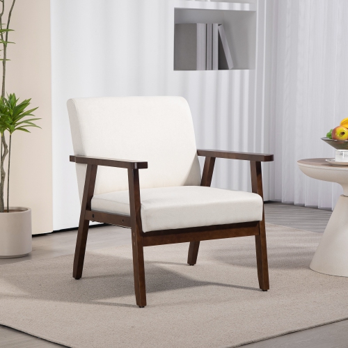 HOMCOM – fauteuils d’appoint modernes avec siège rembourré, fauteuil rembourré en lin pour chambre à coucher, fauteuil de salon avec accoudoirs et