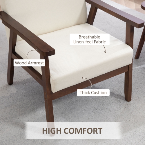 HOMCOM – fauteuils d’appoint modernes avec siège rembourré, fauteuil rembourré en lin pour chambre à coucher, fauteuil de salon avec accoudoirs et