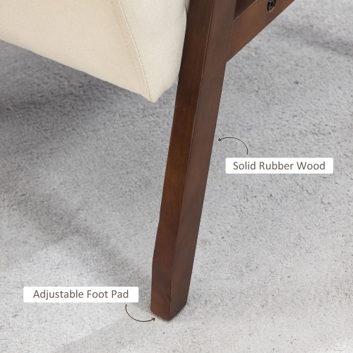 HOMCOM – fauteuils d’appoint modernes avec siège rembourré, fauteuil rembourré en lin pour chambre à coucher, fauteuil de salon avec accoudoirs et