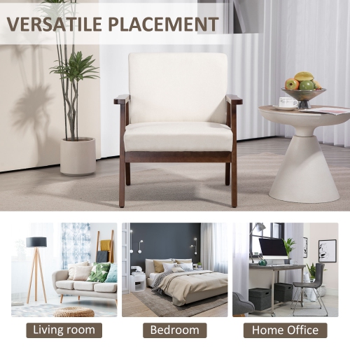 HOMCOM – fauteuils d’appoint modernes avec siège rembourré, fauteuil rembourré en lin pour chambre à coucher, fauteuil de salon avec accoudoirs et