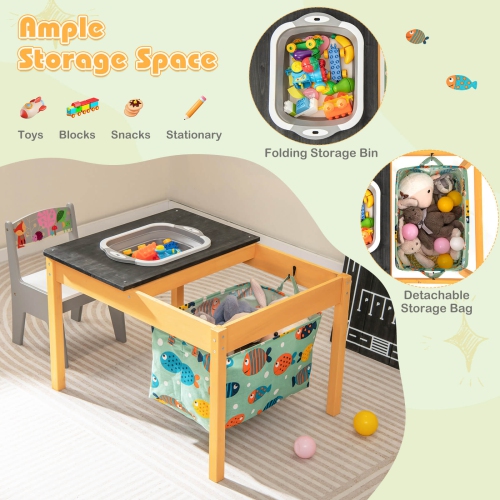 Costway 3-in-1 Kids Activity Table with Foldable Water Bin Large Capacity Storage Bag