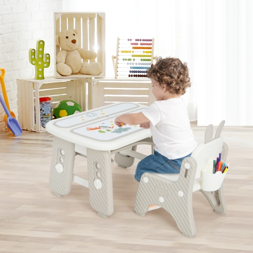 Costway Kids Drawing Table & Chair Set Graffiti Toddlers Art Activity Table & Chair