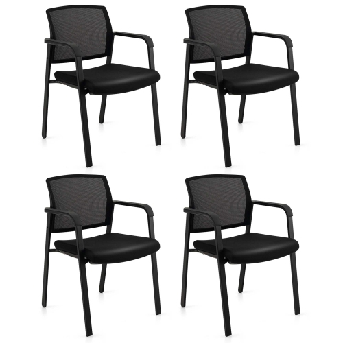 Costway Conference Chairs Set of 4 Stackable Office Guest Mesh Chairs for Waiting Room