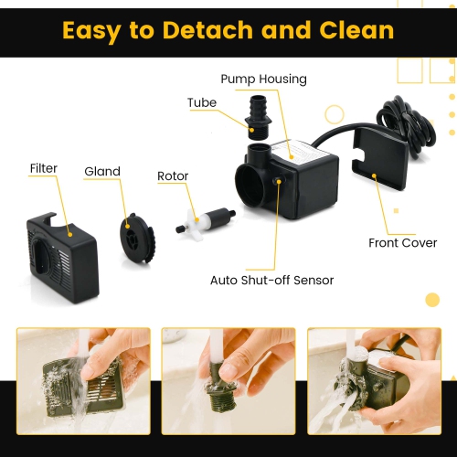 Costway 240GPH Submersible Pump Fountain Water Pump with 7.2ft High Lift