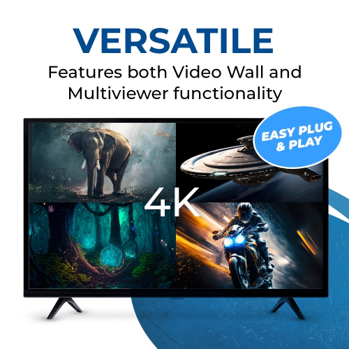 OREI 4x4 4k HDMI Matrix - With Video wall control, Multiview functionality, Audio Extraction, CEC & IR Matrix