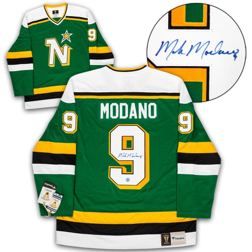 AJ SPORTS  Mike Modano Signed Minnesota Hockey Throwback Jersey In Multicolor