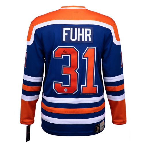 Grant Fuhr Autographed Edmonton Hockey Throwback Jersey