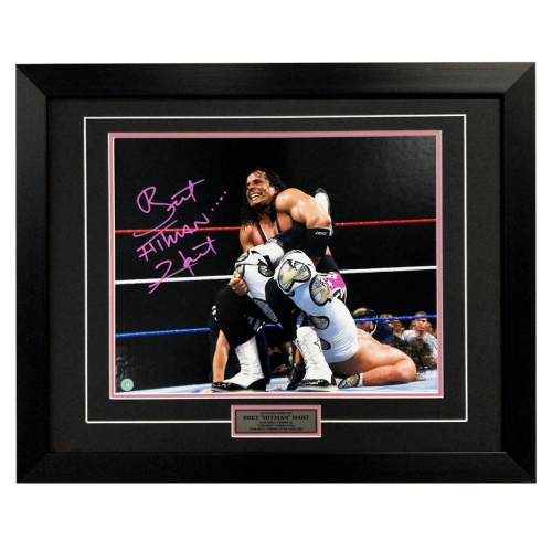 Bret Hitman Hart Autographed Sharpshooter Wrestling Legend 26x32 Frame