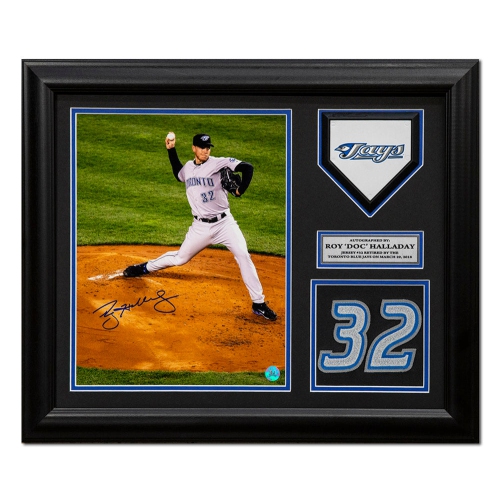 Roy Halladay des Blue Jays de Toronto autographié par 20x24 Retraité Number Frame