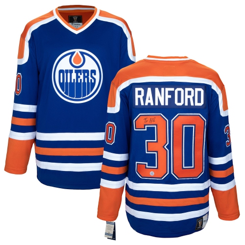 Bill Ranford Autographed Edmonton Oilers Throwback Fanatics Jersey