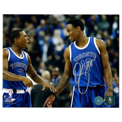 DeMar DeRozan Signed Toronto Basketball with Kyle Lowry 8x10 Photo