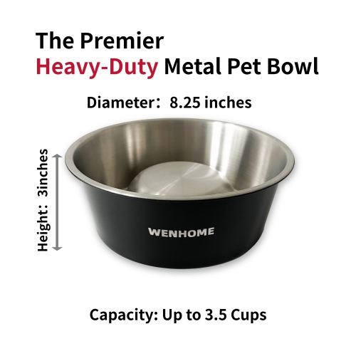 WENHOME Slow Feeder Metal Dog Bowls, No-plastic, Slow Down Dog Food Bowl, Heavy Duty 304 Stainless Steel