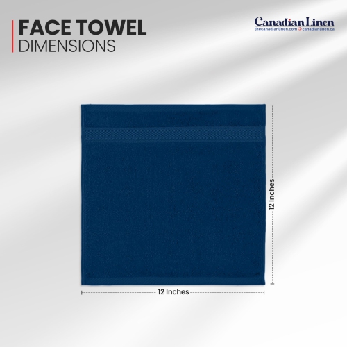 Canadian Linen Imperial Washcloths, 12 Pack, 12”x12”, Lightweight Quick Dry Soft Absorbent Cotton Face Cloths for Home Bathroom, Gyms, Pool, Navy Blue