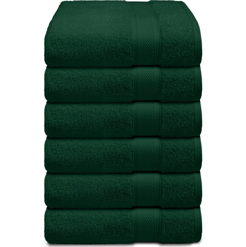 Canadian Linen Imperial Hand Towels, 6 Pack, 16”x27”,Soft Absorbent Cotton Lightweight Quick Dry Fingertip Towel for Home Hair Salon Spa, Hunter Green