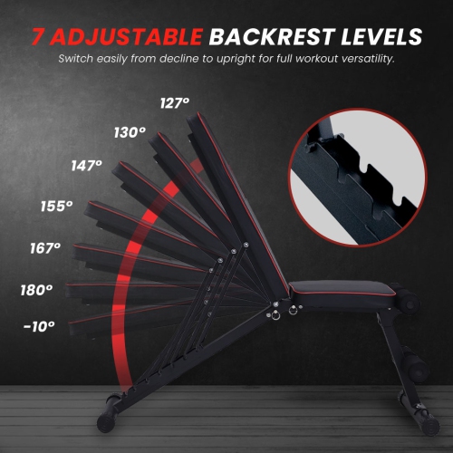 Banc de musculation ajustable et pliable MotionGrey, banc de musculation, banc d'entraînement pliable réglable pour entraînement musculaire complet,