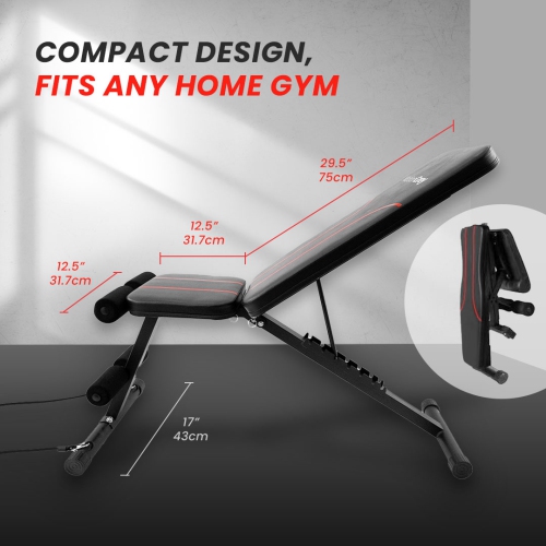 Banc de musculation ajustable et pliable MotionGrey, banc de musculation, banc d'entraînement pliable réglable pour entraînement musculaire complet,