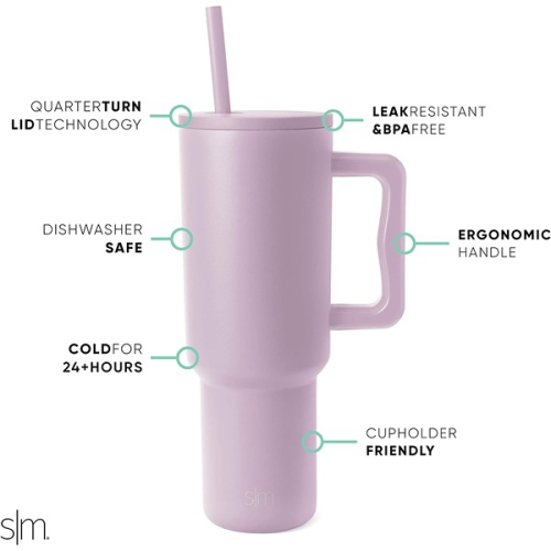 Image 1 of 3.. Simple Modern ‎13.87 x 13.87 x 26.57 cm Iced Coffee Cup Travel Mug Made Of Insulated Stainless Steel Lavender Mist