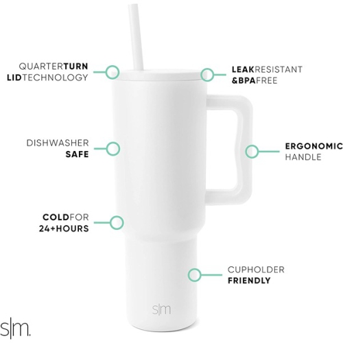 Simple Modern ‎13.87 x 13.87 x 26.57 cm Trek Tumbler with Straw and Handle Winter White