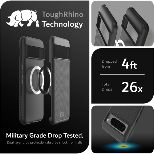 Étui MergeGrip de TUDIA compatible avec MagSafe pour Pixel 8 Pro de Google - Noir mat