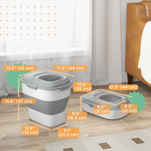 PawHut Dog Food Storage Container, 6-30lb Collapsible Foldable Pet Cat Dog Food Storage Bin with Airtight Lids, Rolling Wheels, Cup, Bowl, Spoon