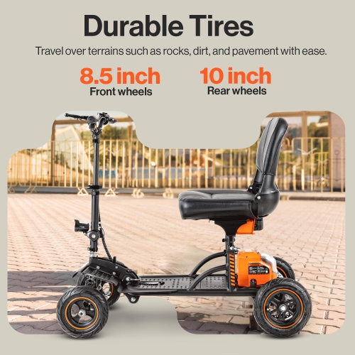 SuperHandy Mobility Scooter Explorer – 4 Wheels, 500W Brushless Motor, 48V-2Ah/4Ah Battery, 350LBS Capacity, 6.25mph Top Speed, Lightweight Aluminum