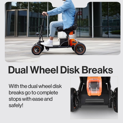SuperHandy Mobility Scooter Explorer – 4 Wheels, 500W Brushless Motor, 48V-2Ah/4Ah Battery, 350LBS Capacity, 6.25mph Top Speed, Lightweight Aluminum