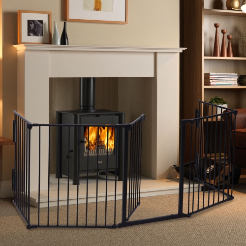 JAXSUNNY  5-Panel Folding Fireplace Fence Freestanding Pet Gate