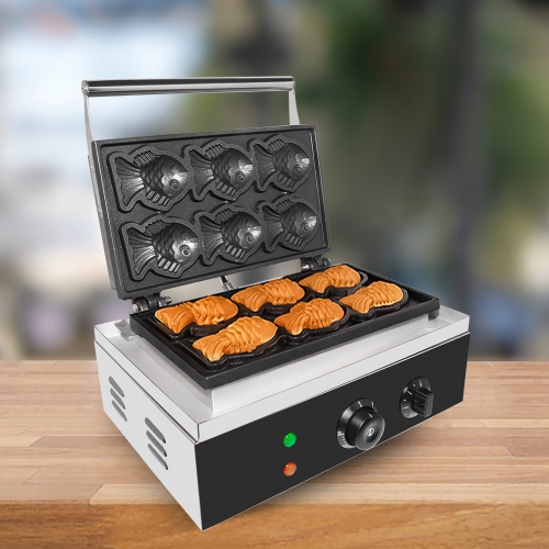 GR-226 Taiyaki Fish Waffle Maker | Electric Taiyaki Machine | 6 Small Fish-Shaped Waffles | Nonstick Coating | 110V