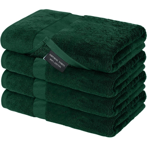 CANADIAN LINEN  Imperial Basic 4 Pack Hunter Bath Towels Set for Bathroom 27"x54" Inches 100% Terry Cotton Towels Lightweight Soft & Absorbent Quick