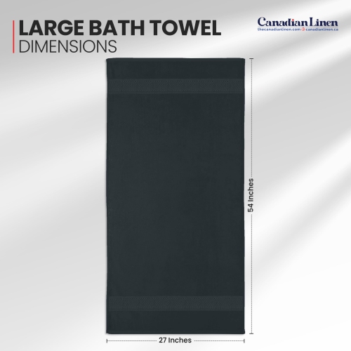 Canadian Linen Imperial Large Bath Towels Set, 27”x54” 4 Pack Lightweight Quick Dry Soft Absorbent Cotton Body Towel for Home Hotel Resorts, Dark Grey