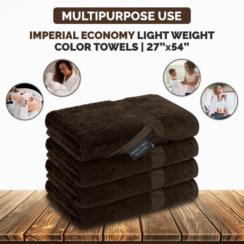 Canadian Linen Imperial Large Bath Towels Set, 27”x54” 4 Pack, Soft Absorbent Cotton Lightweight Quick Dry Towel for Hotels Beauty Salon Motels, Brown