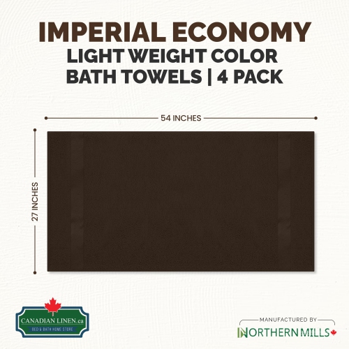 Canadian Linen Imperial Large Bath Towels Set, 27”x54” 4 Pack, Soft Absorbent Cotton Lightweight Quick Dry Towel for Hotels Beauty Salon Motels, Brown