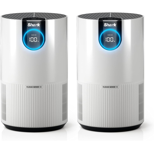 Shark HP102PK2 Air Purifier Two Pack with True HEPA, Cleans up to 500 sq. ft. Captures 99.98% of Particles, dust, allergens, Smoke up to 0.1–0.2 micr