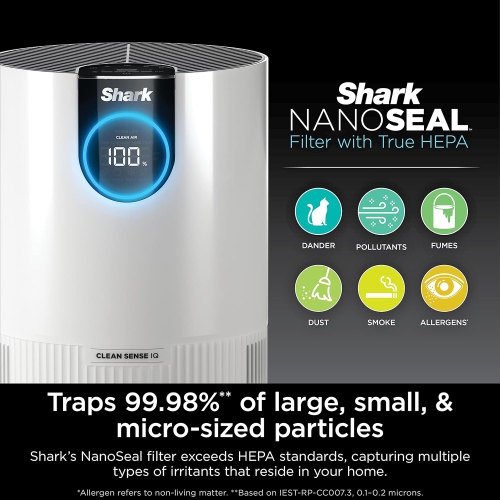 Shark HP102PK2 Air Purifier Two Pack with True HEPA, Cleans up to 500 sq. ft. Captures 99.98% of Particles, dust, allergens, Smoke up to 0.1–0.2