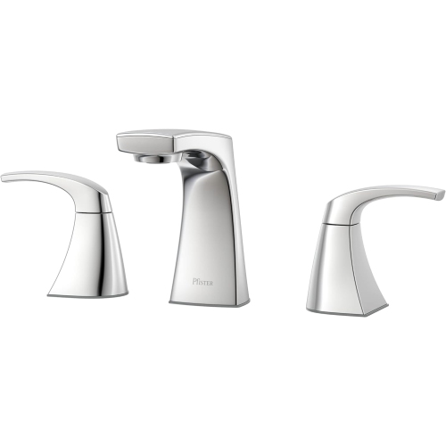 Robinet d'évier de salle de bain Pfister Karci, large, 8 po, 2 manettes, 3 trous, fini chrome poli, LF049KACC
