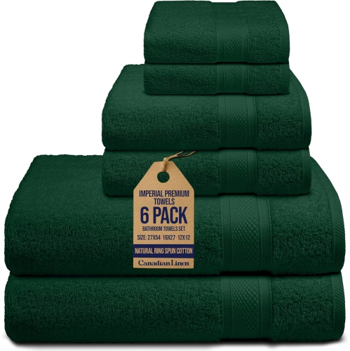 Image 1 of 9.. Canadian Linen Imperial Premium Towels Set, 6 Pack, 2 Bath 2 Hand 2 Face Towels Wash cloths, Soft Absorbent Lightweight Quick Dry Cotton Towel for