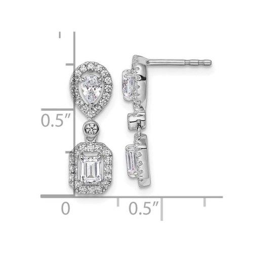 7/8 Carat Lab-Grown Diamond Halo Dangle Earrings in 14K White Gold