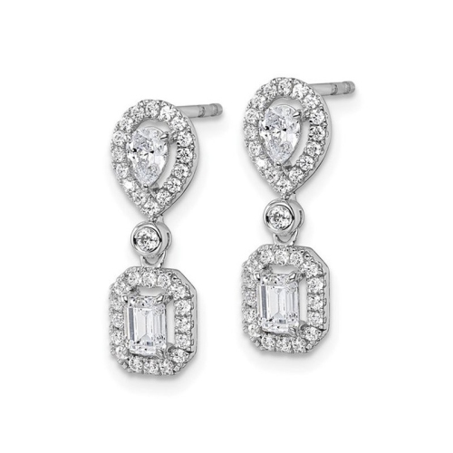 7/8 Carat Lab-Grown Diamond Halo Dangle Earrings in 14K White Gold