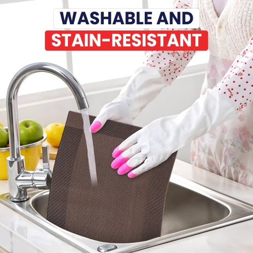 Canadian Linen Place Mats, 9"x 6.5", Heat Resistant Easy to Clean Non Slip Waterproof Stain Resistant Placemats for Dining Table Set of 6pcs, Brownish