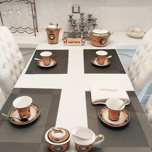 Canadian Linen Place Mats, 9"x 6.5", Heat Resistant Easy to Clean Non Slip Waterproof Stain Resistant Placemats for Dining Table Set of 6pcs, Brownish