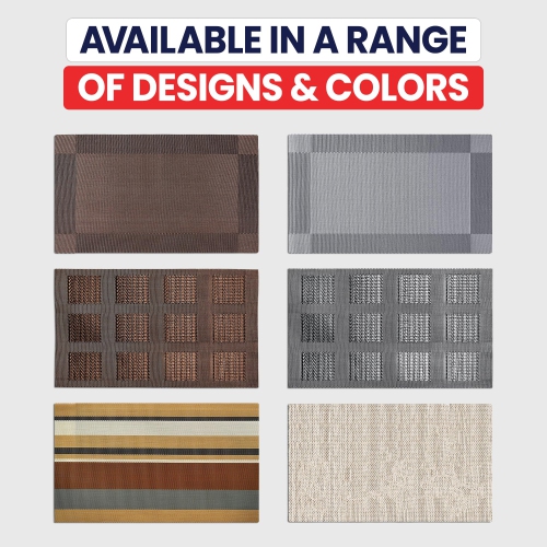 Canadian Linen Place Mats, 9"x 6.5", Heat Resistant Easy to Clean Non Slip Waterproof Stain Resistant Placemats for Dining Table Set of 6pcs, Brownish