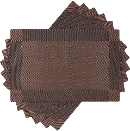 Canadian Linen Place Mats, 9"x 6.5", Heat Resistant Easy to Clean Non Slip Waterproof Stain Resistant Placemats for Dining Table Set of 6pcs, Brownish