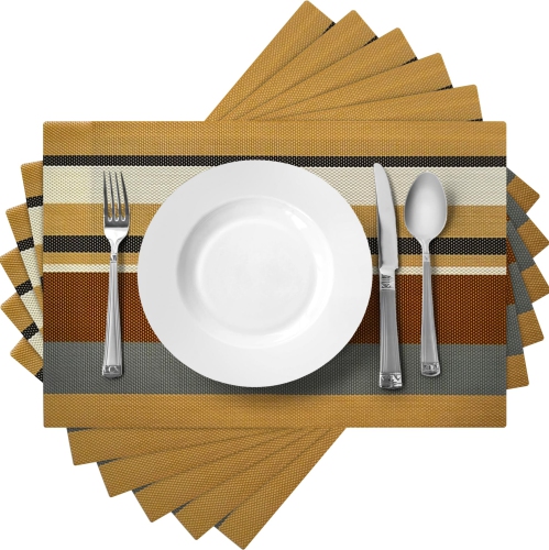 Canadian Linen Place Mats 9"x 6.5" Heat Resistant Easy to Clean Non Slip Waterproof Stain Resistant Placemat for Dining Table Set of 6pcs, Multi Color