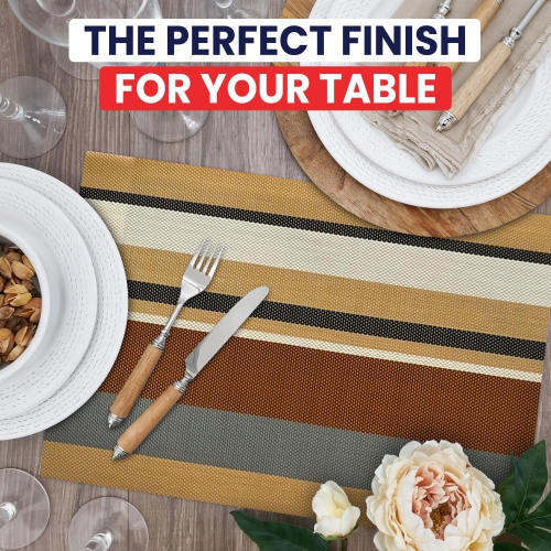 Canadian Linen Place Mats 9"x 6.5" Heat Resistant Easy to Clean Non Slip Waterproof Stain Resistant Placemat for Dining Table Set of 6pcs, Multi Color