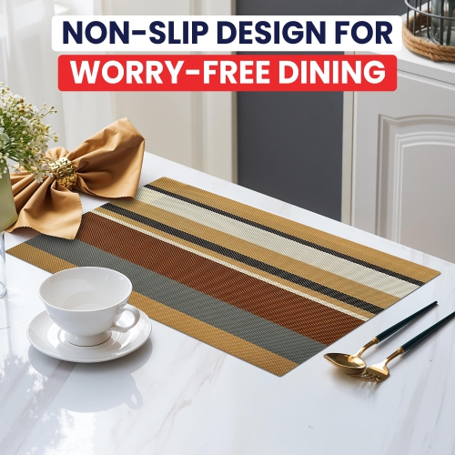 Canadian Linen Place Mats 9"x 6.5" Heat Resistant Easy to Clean Non Slip Waterproof Stain Resistant Placemat for Dining Table Set of 6pcs, Multi Color
