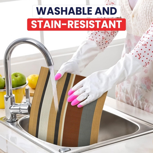 Canadian Linen Place Mats 9"x 6.5" Heat Resistant Easy to Clean Non Slip Waterproof Stain Resistant Placemat for Dining Table Set of 6pcs, Multi Color